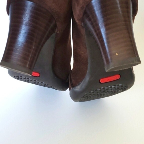 AEROSOLES BROWN SUEDE HEELS BUCKLE SQUARE TOE SIZE 8 CONTRAST STITCHING LOAFER - Picture 9 of 9